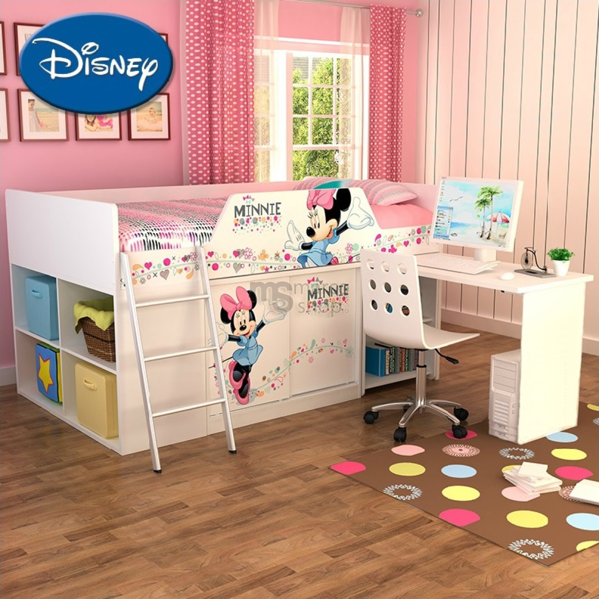 Bold plenty Interpreter Pat copii suprapus cu birou Minnie Mouse - Marco Shop