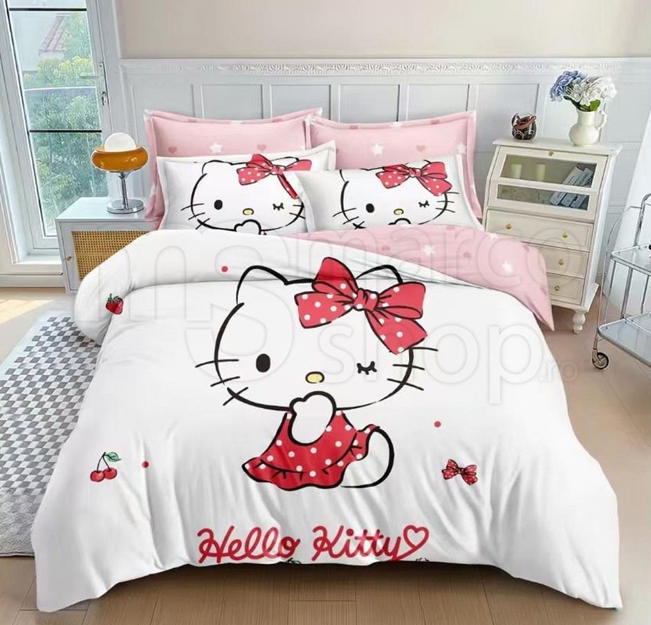 Lenjerie copii 4 piese Hello Kitty Cherry
