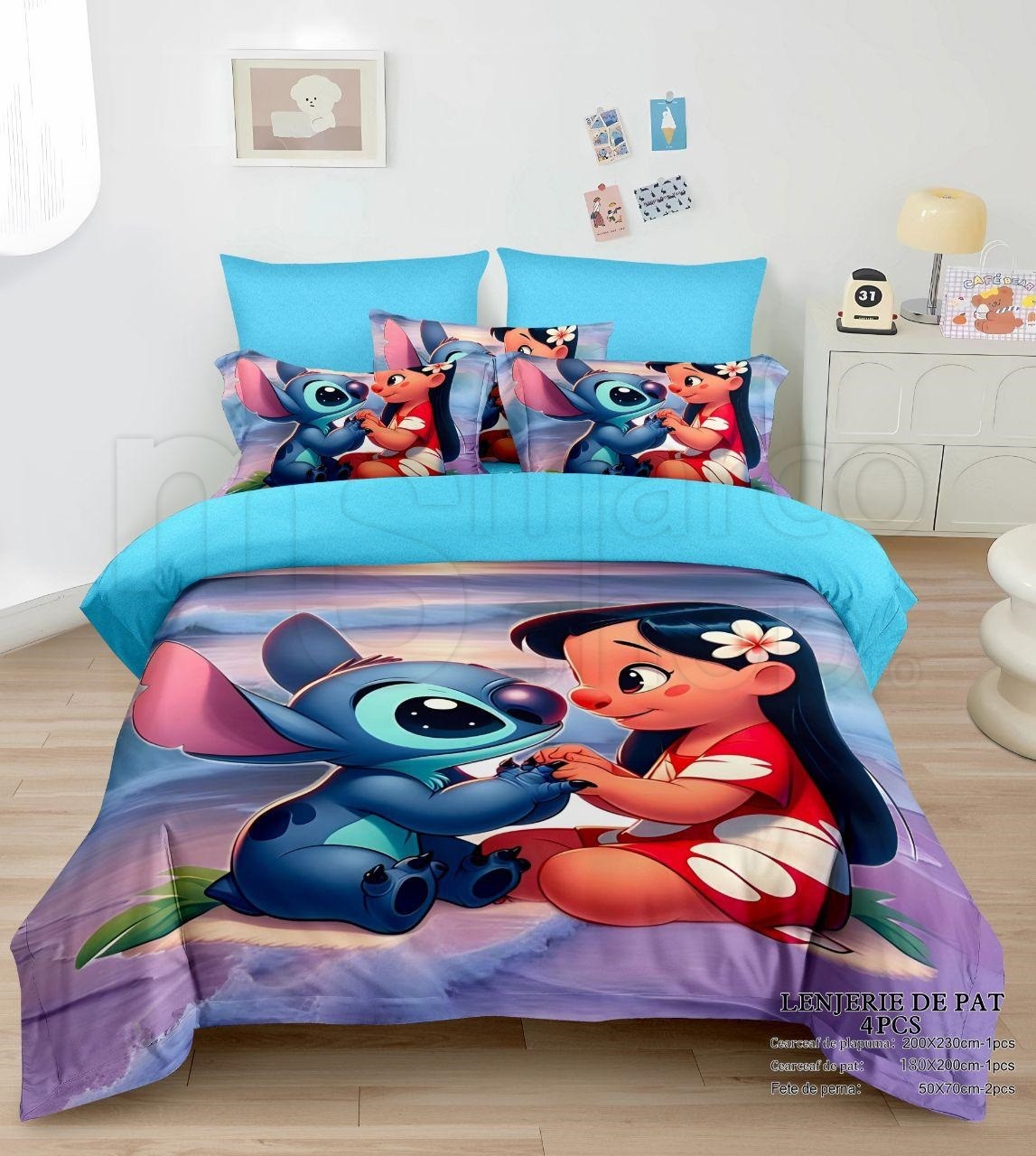 Lenjerie copii 4 piese Lilo & Stitch at Beach