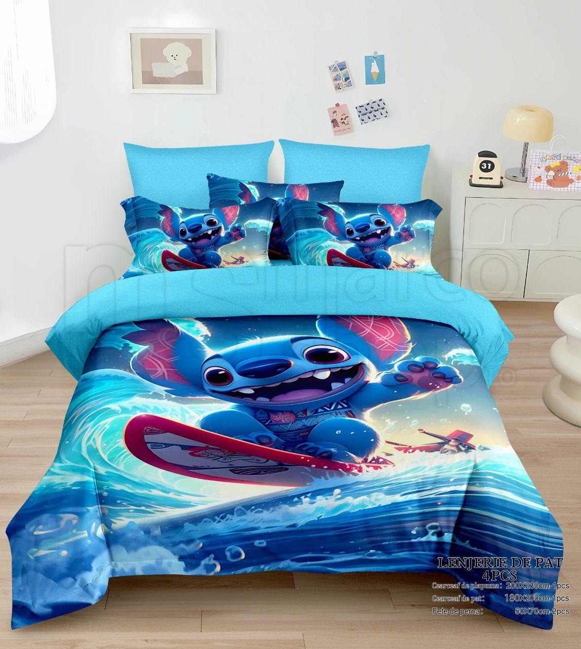 Lenjerie copii 4 piese Stitch Surf