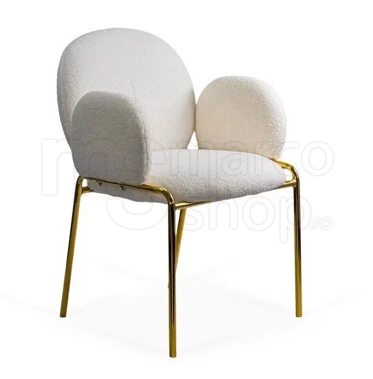 Scaun dining cu tapiterie boucle si cadru metalic au...