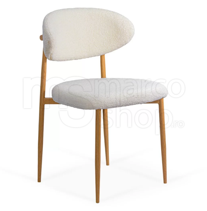 Scaun dining crem BUC 283 din material boucle cu cad...