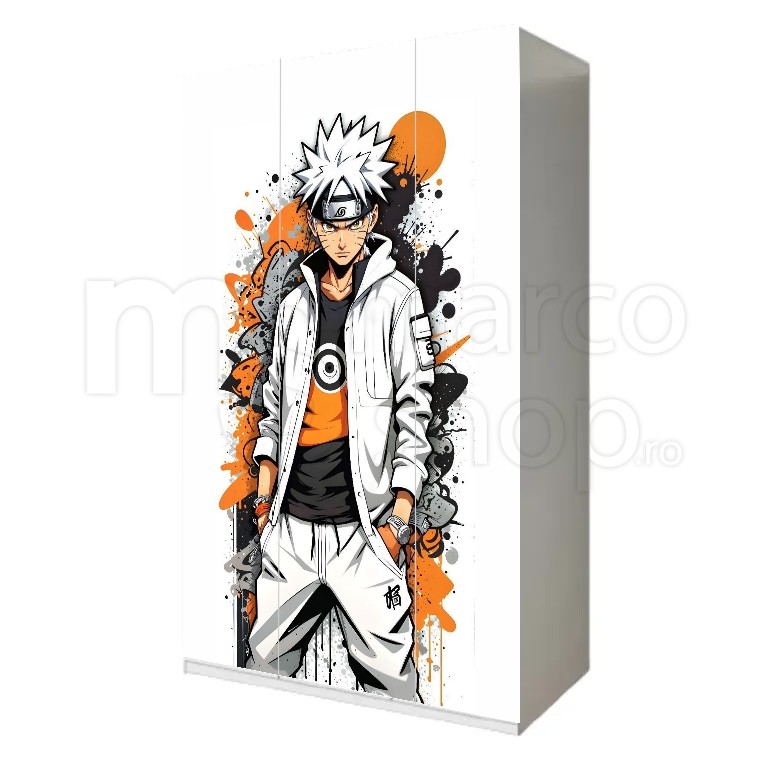 Dulap de haine cu 3 usi, ALB, L135xH200xA50 cm, Naru...